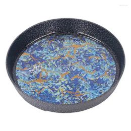 Tea Trays Small Tray Complex Pattern Round Alloy Decorative Serving For Home Patio Porch Deck Cup