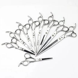 Pet Grooming Scissors Stainless Steel Cats and Dogs Hair Seam Scissors Up and Down Curved Scissors Sharp Haircut Pet Tool Set