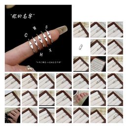 Cluster Rings Adjustable Bohemian 26 Letter Ring Fashion Design Girls Opening For Women Jewellery Accessories Drop Delivery Otofm