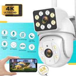 Cameras 8MP PTZ 5G WIFI Camera Dual Lens Wireless Outdoor IP Surveillance Camera Human Detect Security Color Night Vision Auto Tracking