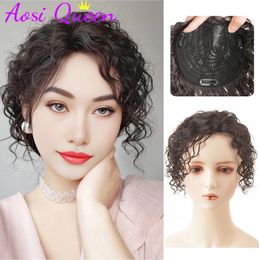 AOSI Wig Piece Feminine Style Medium Split Short Curly Hair Natural Fluffy Corn Beard Wool Curled Wig Piece 240403