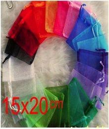 OMH whole 50pcs 15x20cm 25 variety Colour mixed nice chinese voile Christmas Wedding gift bag Organza Bags Jewlery Gift Pouch B7122323