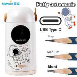 Sharpeners Tenwin Students stationery Automatic pencil sharpener TypeC Astronaut Electric Sharpener Pencils school nice stationery