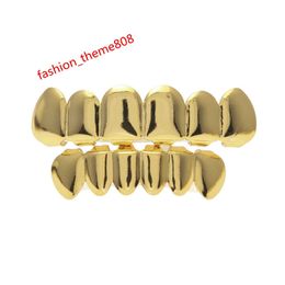 Real gold plating teeth grillz glaze gold grillz teeth hip hop bling jewelry men body piercing jewelry 150001