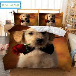 Bedding Sets 3D Dog Duvet Cover Set Kid Teen Boys Cute Pet Puppy Comforter Red Rose Decor Animal Theme Soft Quilt