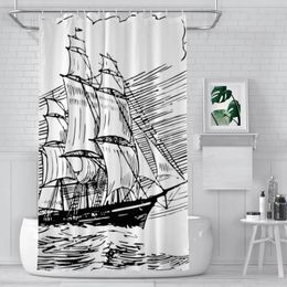 Shower Curtains Ship Sailboat Bathroom Mythical Fantasy Waterproof Partition Curtain Funny Home Decor Accessories