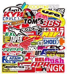50 PCS Mixed Car Stickers Motorcycle Logos waterproof For Skateboard Laptop Fridge Helmet Pad Bicycle Bike PS4 Notebook Guitar PVC4222269