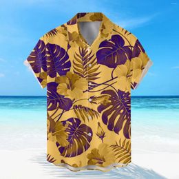 Men's Casual Shirts Summer Beach Digital Printed Shirt Suede Jacket Men Collar Attire