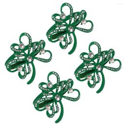 Table Cloth St Patricks Day Decor Shamrock Napkin Rings Bathroom Decorations Alloy Serviette Buckles