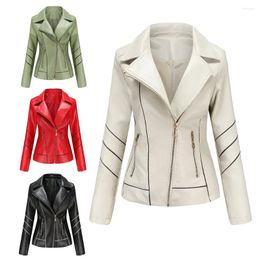 Women's Jackets French Retro Locomotive PU Leather Thin Short Jacket AutumnWomen 2024 Bomber Ladies Coats And Mujer Chaqueta K256