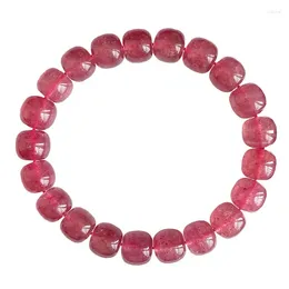 Strand Wholesale Strawberry Quartz Apple Beads Natural Crystal Beaded Bracelet Fine Carved For Women Lovers Fashion Jewellery