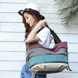 Bag Color Collision Canvas Single Schulter Mode Koreanische Version Cross-Sleung Stripe European und American Woman