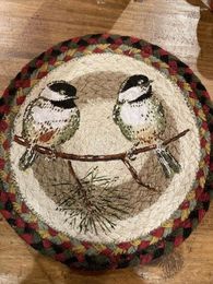 Carpets Titmouse Rug Home For Living Room Braided Jute Round Carpet Cute Tit Print Rugs