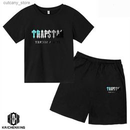 T-shirts T shirts 2023 Summer TRAPSTAR Tshirt Kids Boys Beach Shorts Sets Streetwear Tracksuit Men Women Clothes Girls Sportswear 230620 L46