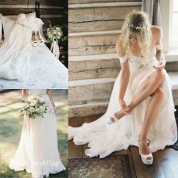 Dresses 2019 Boho Beach Wedding Dresses High Quality A Line Off Shoulder Floor Length Long Bohemian Women Wear Bridal Party Gowns