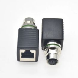 new 1pc M12 4 Pin D Encoding To RJ45 Female Connector M12 8 Pin A-coding Male Connector Gigabit Ethernet Plug Adapter for Ethernet adapter