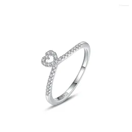 Cluster Rings S925 Sterling Silver Ring For Women Simple Cross Heart Diamond Set Index Finger Personality Niche