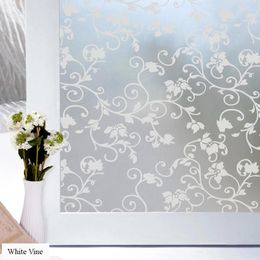 Window Stickers 45/60 400cm 1pc Top Grade Self Adhesive Decorative Frosted Privacy Glass Film Decals White Vine Bathroom