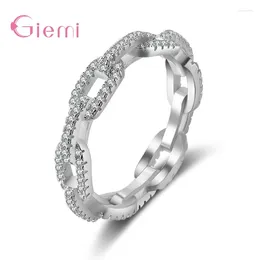 Cluster Rings Genuine 925 Sterling Silver Interlock Finger Ring For Women Engagement Sparkling Crystal Christmas Jewellery