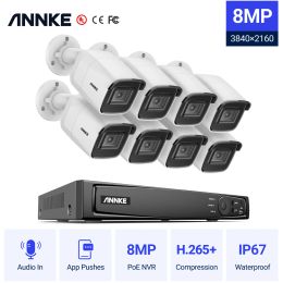 System ANNKE H.265 8MP 8CH HD POE Security Surveillance Camera System Kit 8MP NVR + 5MP 8MP Detect Outdoor IP Camera CCTV Video NVR Set