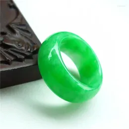 Cluster Rings Natural Jadeite Ring Men Women Emerald Jades Stone Fashion Jewelry Accessories Green Certified Jade Male Gifts