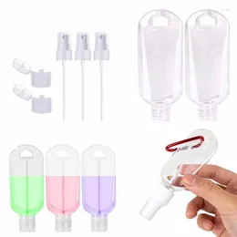 Storage Bottles 30Pcs 30-60ml Plastic Travel Keychain Leakproof Refillable Squeeze Container With Flip & Spray Caps For Outdoor Camping