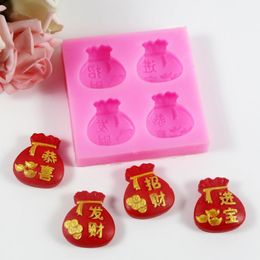 Baking Moulds 4th Company Moneybag Kung Hei Fat Choi Fortune In Treasure Cake Decoration Mould Chocolate Soap Fondue P1456