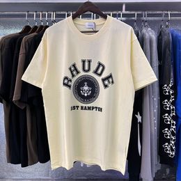 Logo printed high street men and women couples loose casual round neck short sleeve T-shirt European size S M L XL