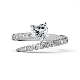 Cluster Rings S925 Silver Ring Women's Love Diamonds Design Fashion Light Luxury Versatile Daily Jewelry