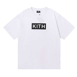 Classic Kith Letter Printing Ins American Fashion Brand Mens and Womens Casual Cotton Loose Short Sleeve Pullover T-shirt