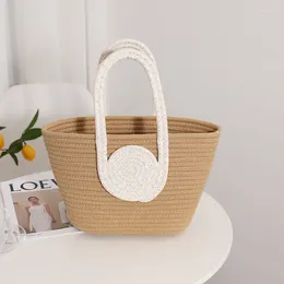 Shopping Bags Back Shape Cotton Thread Handbag 2024 Niche Hand Carry Straw Braided Bag