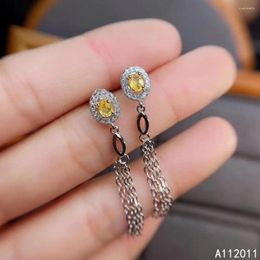 Dangle Earrings KJJEAXCMY Fine Jewelry 925 Sterling Silver Inlaid Natural Yellow Sapphire Luxury Female Eardrop Support Test