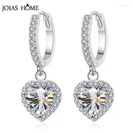 Dangle Earrings JoiasHome Vintage 1 Carat Moissanite Drop For Female S925 Sterling Silver Heart Shape Fine Jewellery Party