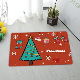 Bath Mats 40x60CM Christmas Tree Pattern Floor Mat Soft Non-slip Rug Decoration Carpet For Home Bathroom Decor