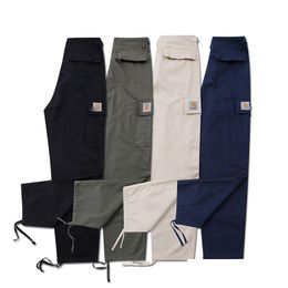 Men'S Pants Mens Black Cargo Designer Outdoor Cotton Pure Color Overalls Streetear Men Straight Trouser Pocket Drop Delivery Apparel Dhs59