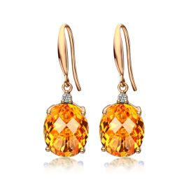 Other Natural Citrine 14K Yellow Gold Drop Earrings for Women Timeless Design Delicate Female Wedding Luxury Earrings Fine Jewelry
