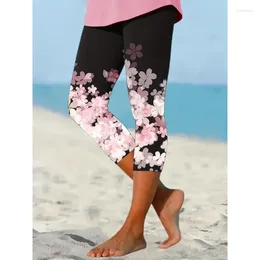 Women's Leggings Summer Floral Casual Comfortable And Fresh Holiday Style Printed Yoga Tight Capris