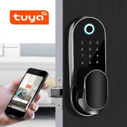 Lock Tuya APP WiFi Smart Phone Remote Control Fingerprint Lock Biometrics Password Code US Deadbolt Door Lock