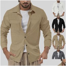 Men'S Casual Shirts Mens Fashion Large Size Small Chequered Long Sleeved Jacket Coat Drop Delivery Apparel Clothing Dhfbw