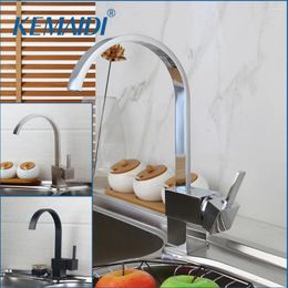 Bathroom Sink Faucets KEMAIDI Kitchen Chrome Polish Basin Faucet Black&Nickel Brush Cold Water Mixer Deck Mounted Tap