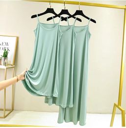 Casual Dresses Silk Cotton Nightdress Female Summer Outer Wear Dress Sleeveless Sling Vest Sexy Gown