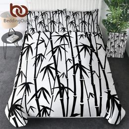 Bedding Sets BeddingOutlet Bamboo Set Leaf Printed Quilt Cover Black And White Bedclothes Bed Stylish Comforter 3-Piece