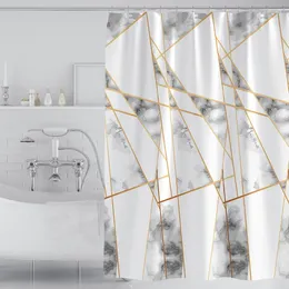 Shower Curtains Gold Edge Marble Curtain Thickened Waterproof Polyester Bath With Hook Bathroom Accessories