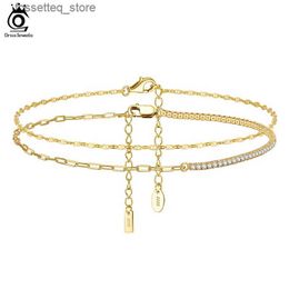 Anklets ORSA JEWELS 925 Sterling Silver Tennis Per Clip Mariner Link Chain Anklets for Women Summer Foot Chain Strs Jewelry SSA04 L46