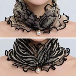 Scarves Fashion Neck Collar Print Shiny Variety Loop Scarf Ruffle Lace Pearl Pendant Chiffon Bandana Headband