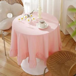 Table Cloth Cotton Linen American Solid Ruffle Edge Round Fabric Coffee Cafe Decor Cover Room Aesthetic