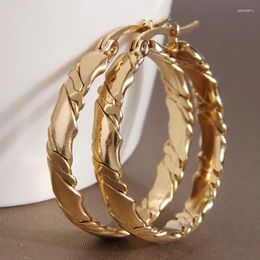 Hoop Earrings Fashion Stainless Steel Gold Colour 3CM For Women Bijoux Elegant Women's Hoops