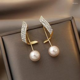 Stud Earrings Trendy Geometric Pearl For Women Girls Party CZ Crystal Valentines Day Gift Fashion Jewelry Wholesale