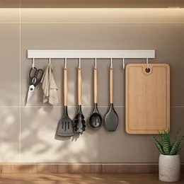 Kitchen Storage No-Punch Hook Rack One Row Of Hanging Rods Wall-Mounted Space Aluminium Utensil Spoon Shovel