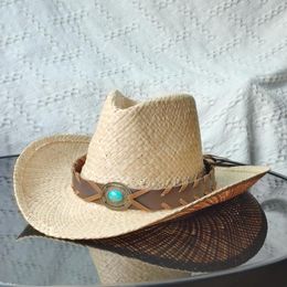 Berets Light Western Cowboy Straw Hat Women Fashion Large Brim Party Outdoor Summer Sunshade Jazz Panama Soft